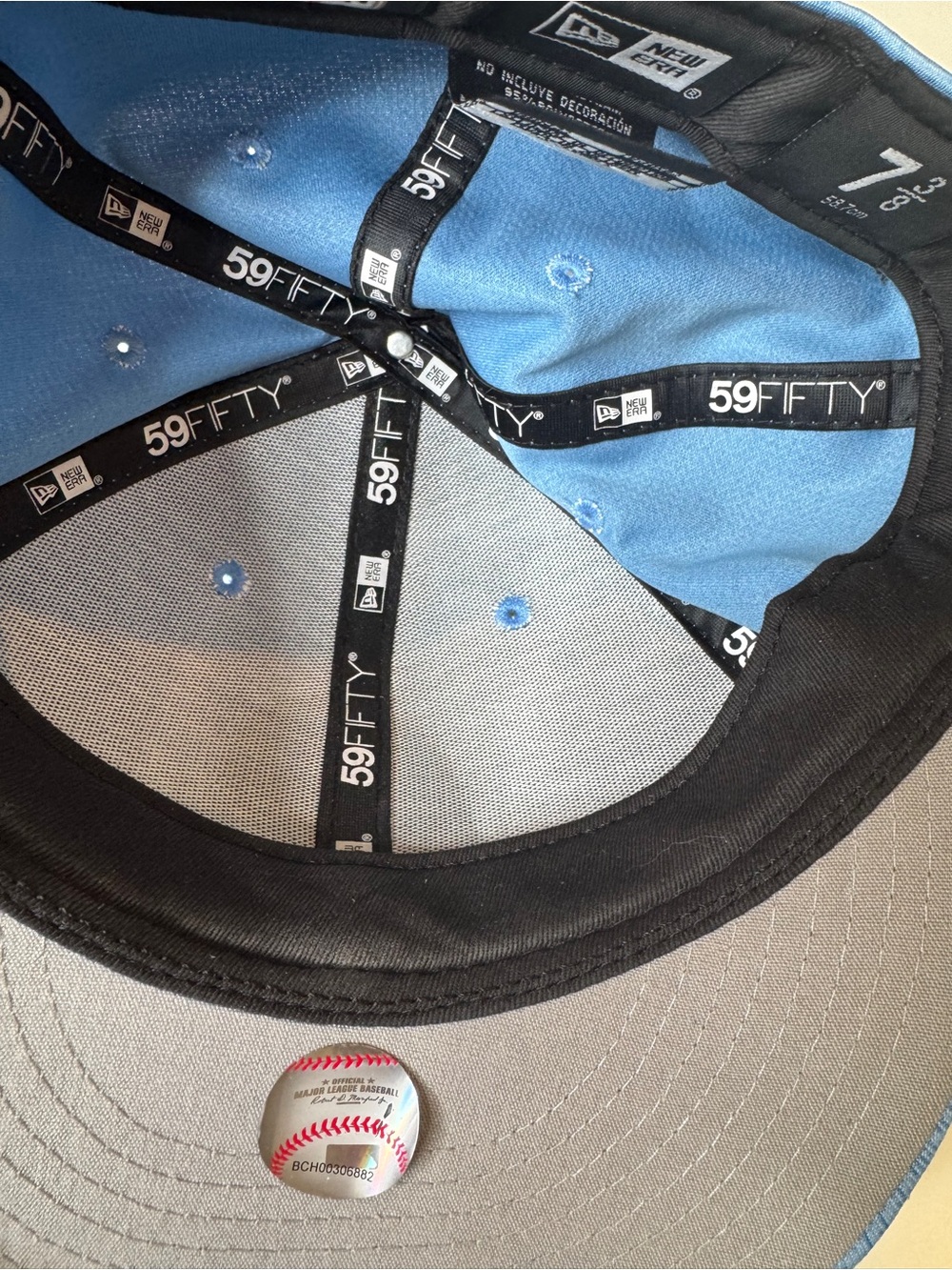 New Era Philadelphia Phillies Cooperstown Coll. Fitted 7 3/8 Light Blue MLB - Picture 6 of 9